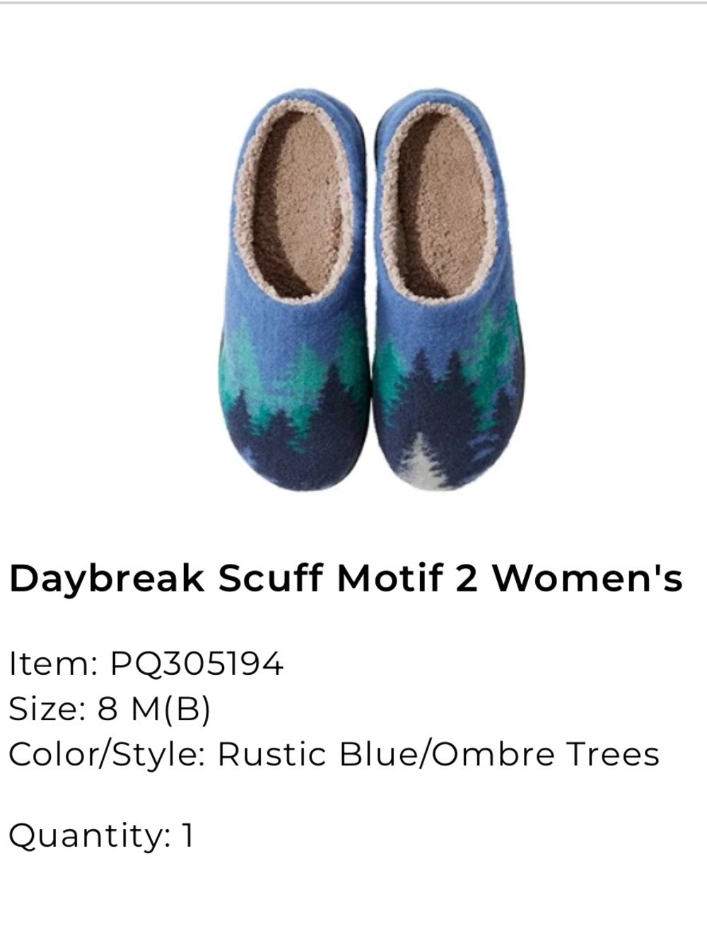 Daybreak Scuff Motif Women's Slippers - Rustic Blue Ombre Trees